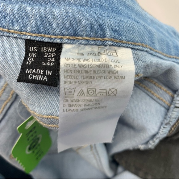 Susan Graver  Jeans Woman 18WP  Wide Leg Crop‎ Frayed Hem Pockets Stretch New - Picture 9 of 14